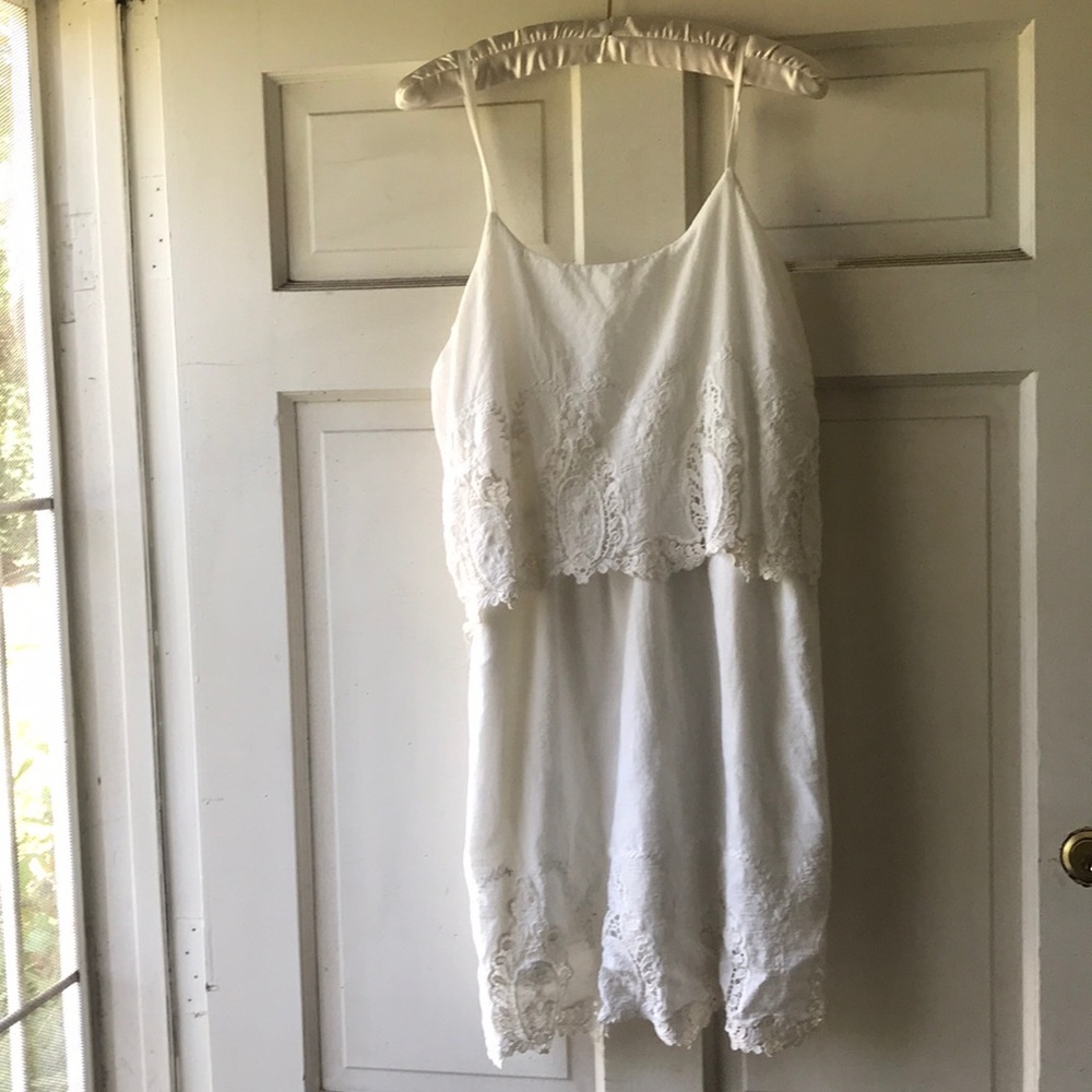 White Dress with Lace Accents Lightly Worn